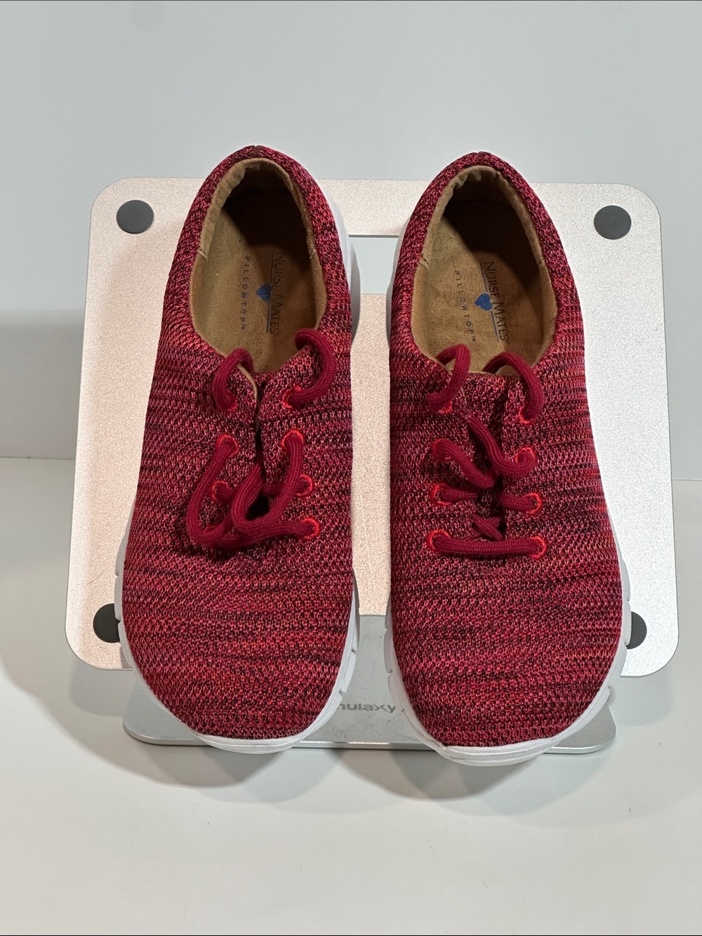 Nurse Mates Velocity Red Knit Pillow Top Sneakers